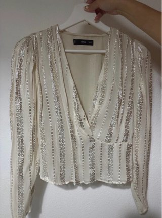 Blusa Mango Beige Talla S
