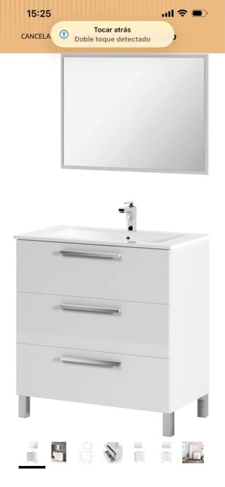Mueble de baño con espejo blanco y sin lavabo