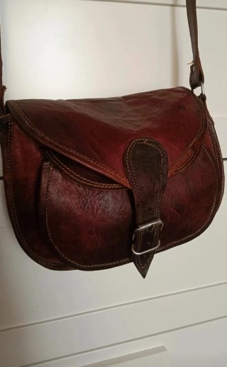Borsa a tracolla in pelle marrone