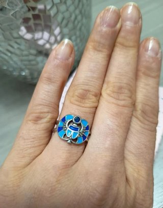 Anillo Escarabajo Egipcio Plata 925