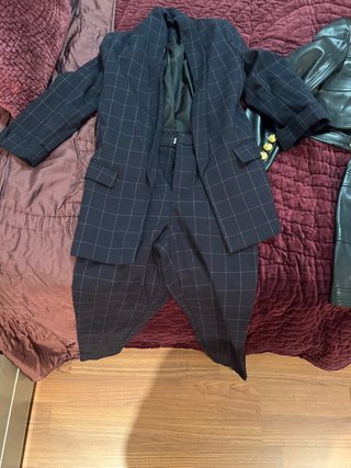 Traje 2 piezas azul marino a cuadros