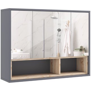 Armario de baño con espejos, MDF, 3 puertas, 80 cm