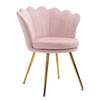 Butaca de terciopelo rosa con patas doradas, retro