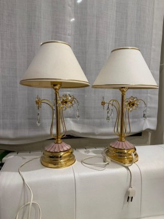 Set de 2 Lámparas de Mesita Doradas