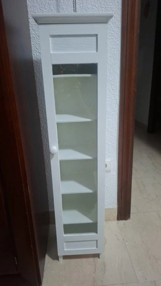 Vitrina pequeña blanca con puerta de cristal