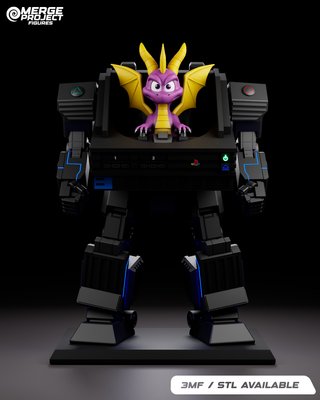 Spyro PS1 Robot - Figura in resina dipinta