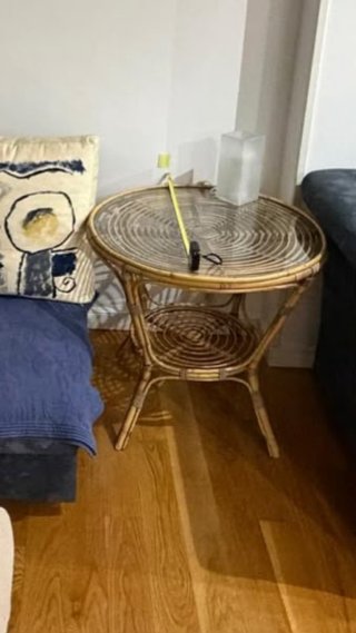 Mesa de Mimbre con Cristal 69cm