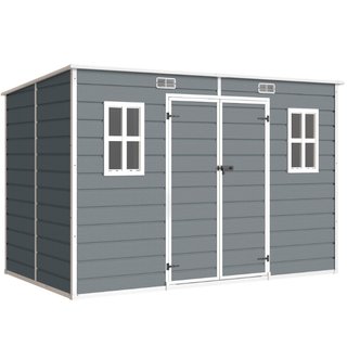 Caseta de jardín y trastero de PP y aluminio, gris