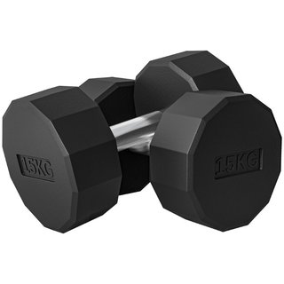 Mancuernas de doce lados y pesas, metal, 2 x 15 kg