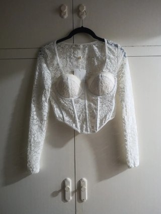 Camiseta Corset de Encaje Blanca