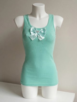 Camiseta de tirantes verde menta con lazo Talla 38