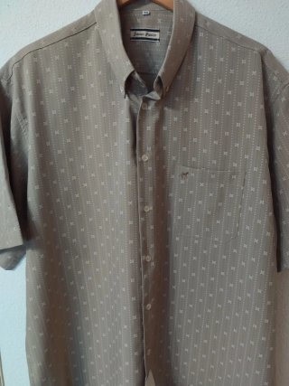 Camisa Javier Puerto Beige Manga Corta