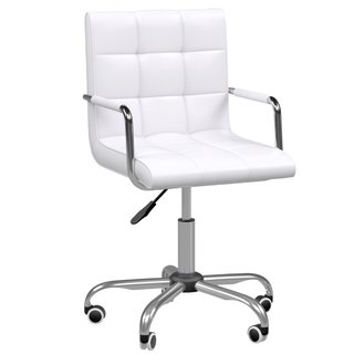 Silla de oficina de piel sintética blanca con 5 ru