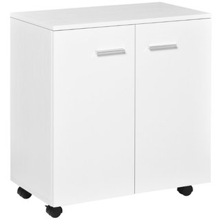 Mueble auxiliar de melamina, ruedas, 60 cm, blanco