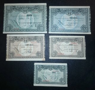 Lote 5 Billetes Antiguos Bilbao 1937