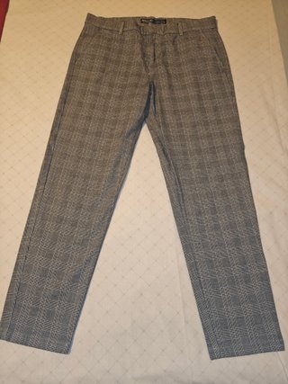 Pantalón largo de cuadros, talla L, Denim Co.