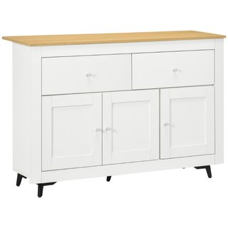 Mueble aparador con 2 cajones y 2 armarios, blanco