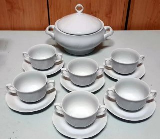 Juego de Consomé 14 Piezas Porcelana Allegro