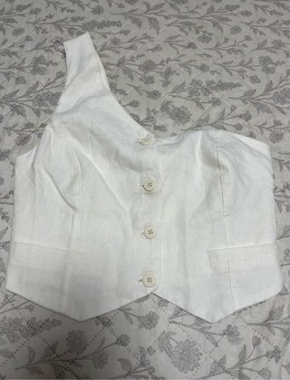 Crop Top Asimétrico Blanco Bershka