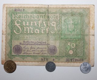 LOTE MONEDAS Y BILLETE NAZI III REICH 1942