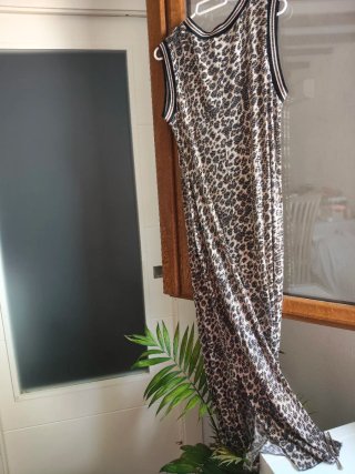 Vestido largo Tubo elástico estampado animal print