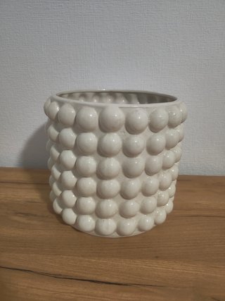 Vaso in ceramica beige design vintage Y2K 2000 nuovo