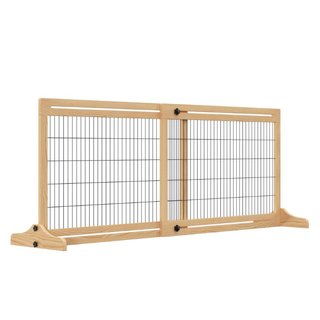 Barrera para perros y escalera, pino, 104 a 183 cm