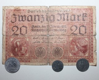 LOTE MONEDAS Y BILLETE NAZI III REICH 1942