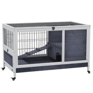 Gabbietta conejos cobayas madera 4 ruedas caseta r