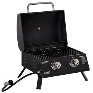 Barbacoa Gas Compacta Plegable con Tapa, Dos Quema