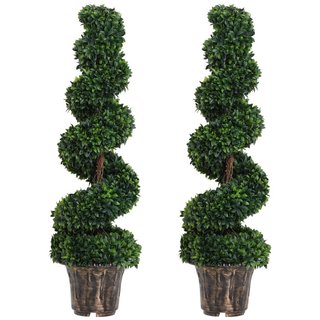 2 Plantas Artificiales de Boj a Espiral para Inter