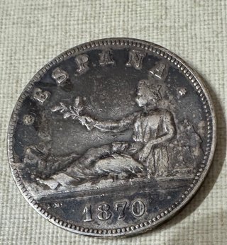 Moneda 5 Pesetas 1870 Plata