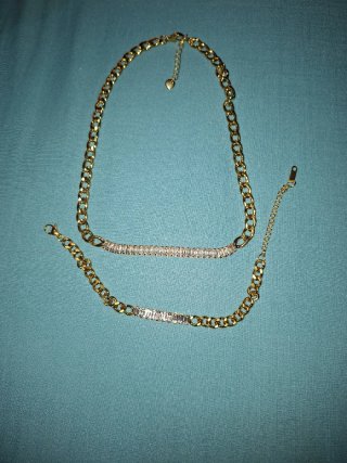 Conjunto de collar y pulsera estilo tenis