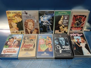 10 vhs, películas, CLÁSICAS, El angel Azul, La ley del silencio, Arco de triunfo, Laura y mas