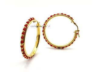 argollas plata 925mm con piedra con coral