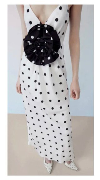 Vestido Midi Satinado Lunares Talla M