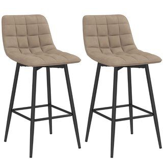 2 taburetes de cocina de terciopelo y metal marrón