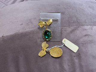 Pendientes Vintage con Lazo y Piedra Verde