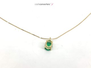 cadena oro 18k con piedra con esmeralda 22cm