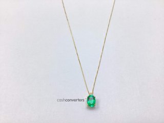 cadena oro 18k con piedra con esmeralda 22cm