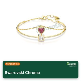Brazalete Pulsera Swarovski Chroma Doble Corazón