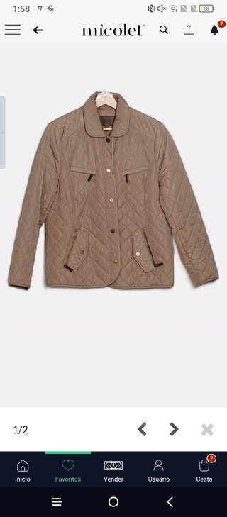 Chaqueta Cortefiel Acolchada Beige Talla L, 119€