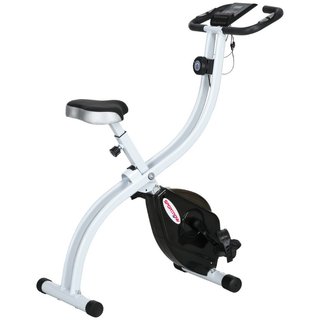Bicicleta estática y plegable de acero, LCD, negra