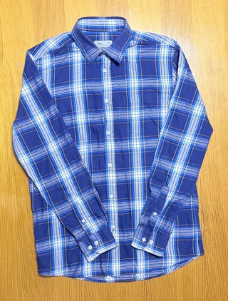 Camisa Tex de cuadros azules manga larga talla M