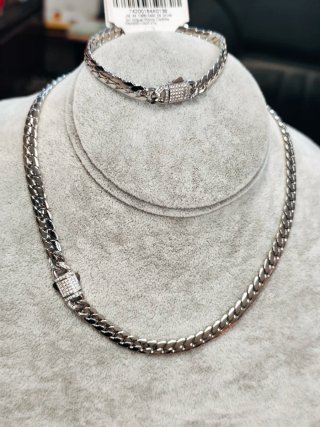 Conjunto Collar y Pulsera Cubana Plateados