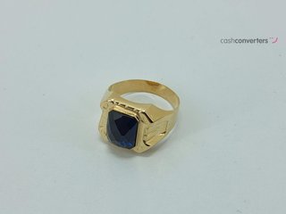 sello oro 18k con piedra con zafiro