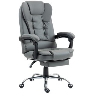 Silla de oficina, sillón ergonómico, polipiel gris