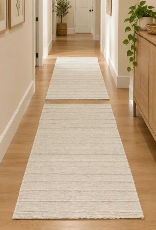2 Alfombras de Algodón Beige 80x150cm
