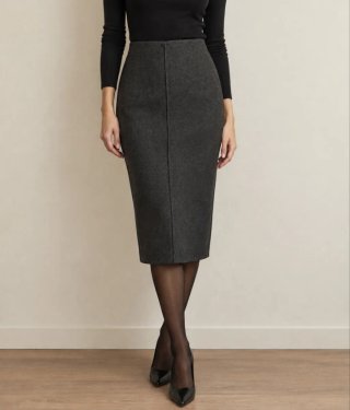 Falda lápiz midi gris marengo