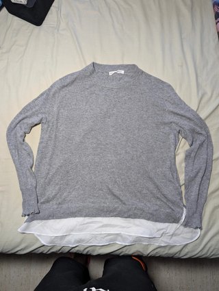 Jersey de punto gris efecto camisa Sfera mujer XL